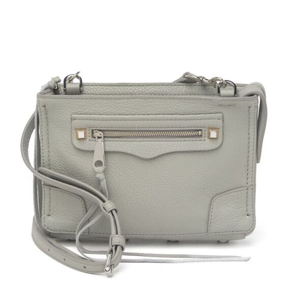 REBECCA MINKOFF Regan Leather Crossbody Bag,‎ Travel, Color: Gray (Perla), NEW - Picture 2 of 16